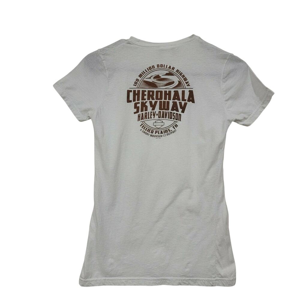 Harley Davidson Small Women Tshirt Cherohala Skyway Tennessee Highway Biker Chic